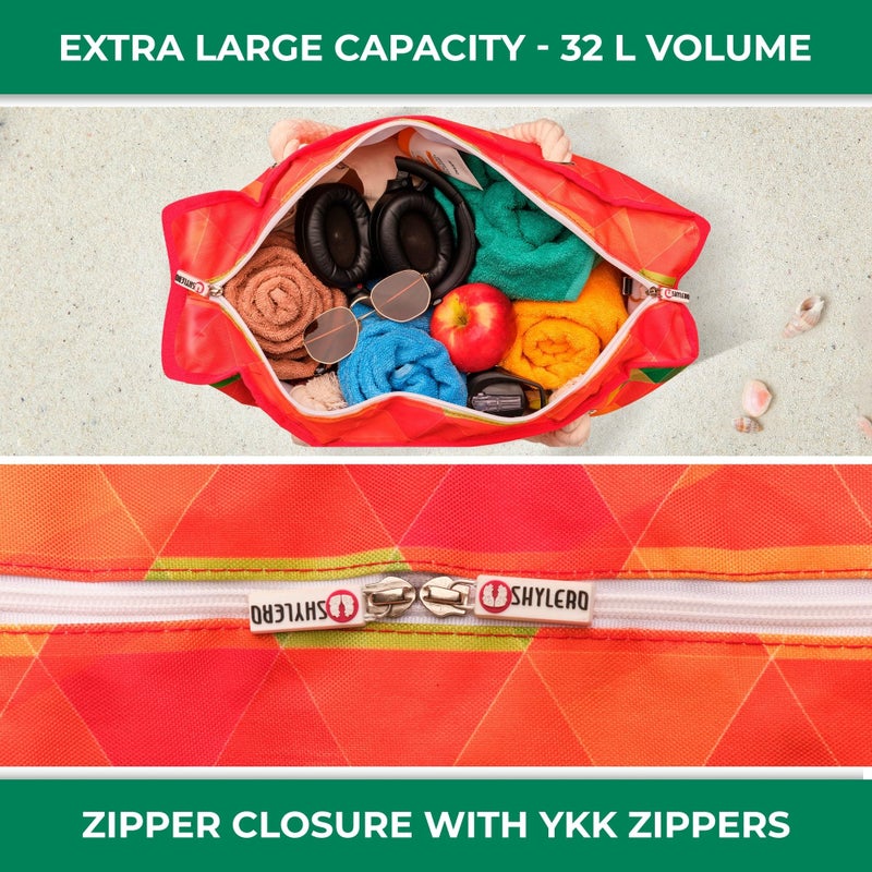 SHYLERO Beach Bag and Pool Bag. Has Airtight Pouch, Key Holder. Beach Tote is Zippered, Waterproof (IP64) - L22xH15xW6 - Image 5
